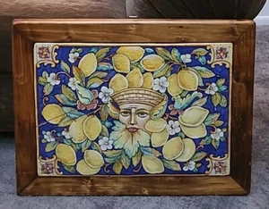 Hand Painted Majolica Deruta Wall Decor Lemons & Face Ceramiche Artistiche 25x20 - Picture 1 of 12