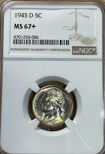 1945 D MS67+ NGC Jefferson Nickel - Picture 1 of 8