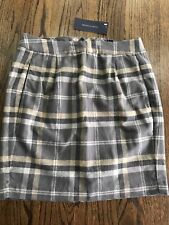 NWT TOMMY HILFIGER LADYS 100% COTTON TARTAN PLAID LEATHER DETAILED SKIRT SIZE 2