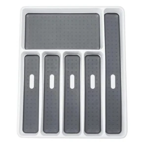 Large Silverware Tray White Kitchen Cutlery Tray Drawer Organizers 6compartments - Picture 1 of 5