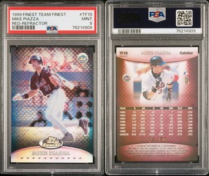 MIKE PIAZZA 1999 Team Finest RED REFRACTOR 14/50 Mets HOF PSA 9 MINT POP 2