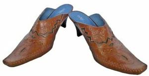Western Boot Heels Slides CLARKS Indigo Backless 7M Brown Slip-Proof Shoes NEW - Picture 1 of 10