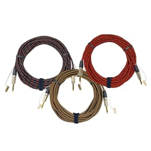 32ft Mixed Color Tweed Straight to Straight 1/4 Guitar Instrument Cables, 3 Pack - Picture 1 of 4