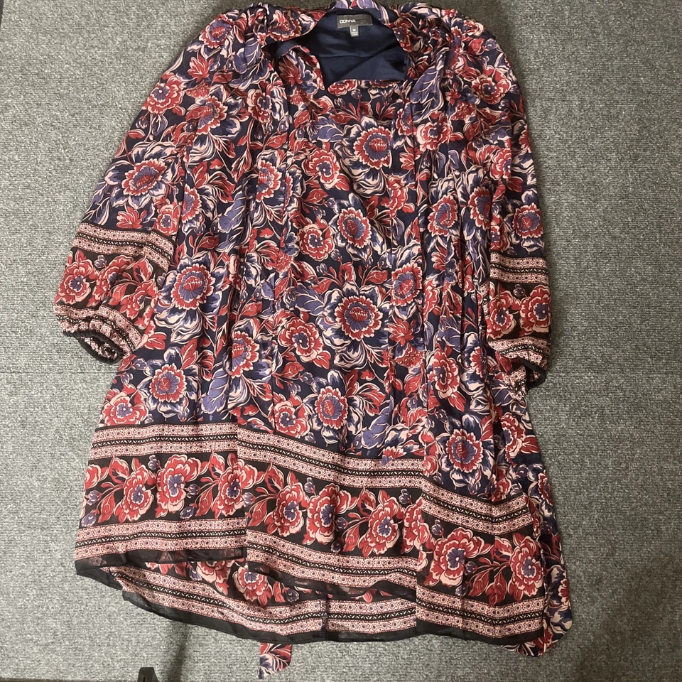 Donna Ricco Women’s 14 Dress Purple Floral Balloon Sleeve Midi Cocktail - Image 1 of 3