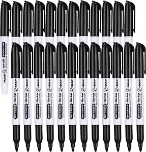 Fine Tip Dry Erase Markers - 24 Pack Black Whiteboard Erasable Markers Bulk for - Picture 1 of 12