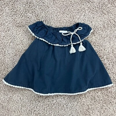 TOMMY BAHAMA Infant Baby Girls Navy Blue Nautical Dress 18mo Bow Elastic Straps - Image 1 of 4
