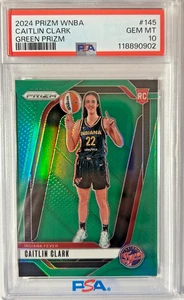 2024 PANINI WNBA PRIZM GREEN #145 ROOKIE CAITLIN CLARK INDIANA FEVER PSA 10 - Picture 1 of 2