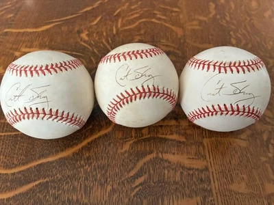3- Curt Schilling (Phillies) signed Rawlings National League baseballs - Image 1 of 2