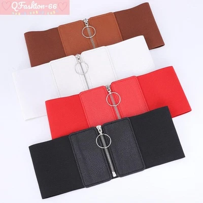 Womens Ultra Wide Belt Zipper Elastic Corset Belt High Waist Dress Waistband - image 1 of 4