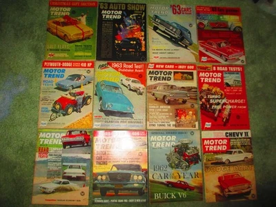 12 1962 issues MOTOR TREND CAR MAGAZINE AVANTI PONTIAC BUICK FORD CHEVROLET OLDS - Image 1 of 4