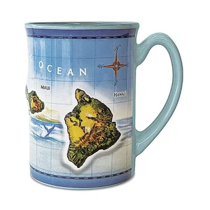 Hawaii 14 oz. Embossed Coffee Mug Aloha Map - Picture 1 of 1