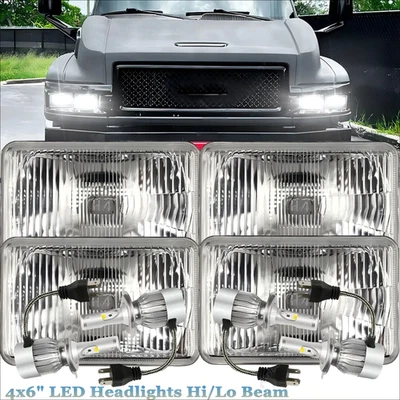 Faros LED de haz alto/bajo H4 4 piezas aptos para GMC C4500 C5500 Topkick 2003-2009 DOT 4x6" Foto 1 de 4