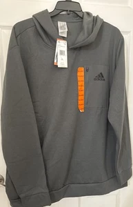 Adidas Mens Pullover Hoodie Zippered Pocket Gray Size XXL New - Picture 1 of 6