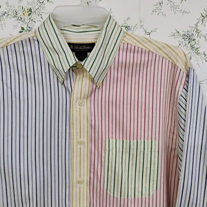 Brooks Brothers Herren großer Colorblock Button Down grün rot blau gelb Streifen - Bild 1 von 8