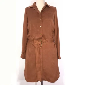 DIANE VON FURSTENBURG braun Microsuede Drop Waist Shirtkleid Shirtkleid Größe 8 - Bild 1 von 7