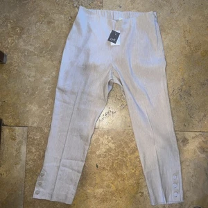 J. Jill Damen Leinen Stretch Flachs Hose hellbeige Knopfleiste Gr. XSP - Bild 1 von 6