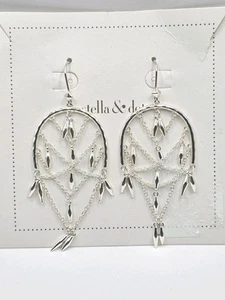 Stella & Dot Helai Dreamcatcher Ohrringe silberfarben - Bild 1 von 2