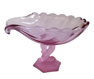 VTG Viking Glass Pink Wisteria/Satin Koi Compote Bowl Pedestal w/sticker 6" Tall - Picture 1 of 16