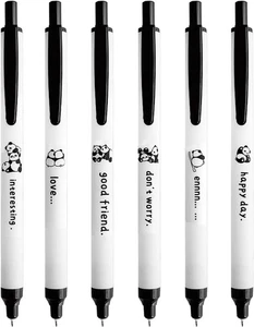6 Pcs Gel Ink Pens Cartoon Retractable Pens Cute Animal Pen 0.5mm Ballpoint Pen - Picture 1 of 6