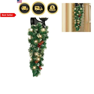 LED Lighted Frosted Outdoor Swag with Timer Garden Decor Holiday Decor - Picture 1 of 3