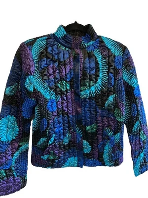 RUBY RD Jacket Puff Quilted Full Zip Colorful Lightweight Art To Wear Medium - Image 1 of 4