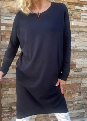 Sportlich elegant COS KLEID Tunika Gr.36/38/40 dunkelblau Viskose/Seide Rundhals - Bild 1 von 4