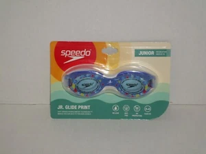 Speedo Glide Jr Print Purple Clear Junior 6-14 NEW Anti Fog UV Protection  - Picture 1 of 2