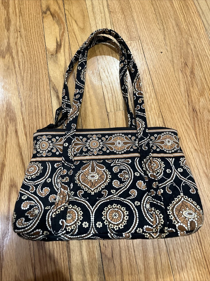 Bolso de Mano Vera Bradley Café Latte Negro y Tostado Multi Compartimento Hombro Mediano Foto 1 de 4