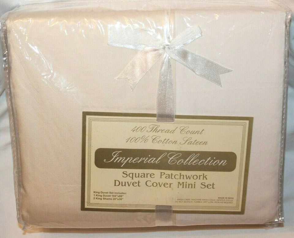 Mini juego de funda nórdica King cuadrada retazos colección Imperial 400 TC - marfil  Foto 1 de 4