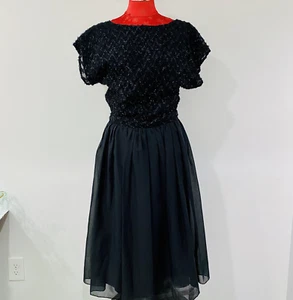 Vestido de cóctel vintage hecho a medida negro transparente 1950 moda a medida para mujer - Imagen 1 de 8