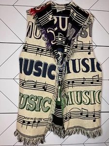 Sugar Street Weavers Musik Weste One Size Medium vorne offen Vintage - Bild 1 von 3