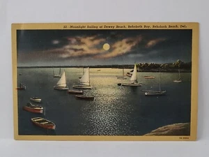 Postkarte Rehoboth Bay Delaware Mondschein Segeln DEWEY BEACH - Bild 1 von 2