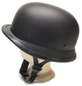 CASCO ALEMÁN PLANO NEGRO BAJO PERFIL MOTOCICLISTA MOTO NOVEDAD CASCO - Imagen 1 de 5