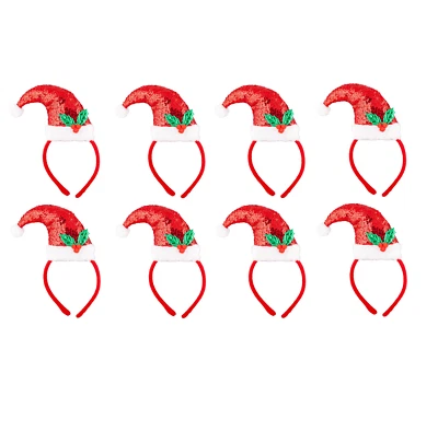 Mini chapéu de lantejoulas Mrs Santa na faixa de cabeça Natal Natal fantasia vestido acessório X 8 - Imagem 1 de 2