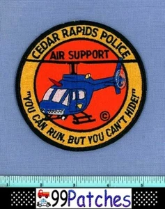 Parche para el hombro de policía de la Iowa de apoyo aéreo CEDAR RAPIDS HELICÓPTERO AVIÓN 8F - Imagen 1 de 1
