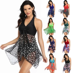 Sommer Bademode Damen Plus Size Crossover Mesh Rock Split Damen Bademode - Bild 1 von 25