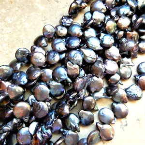 10mm x 12mm Gris Lágrima Moneda Genial Perla de Agua Dulce Cuentas 40 Perlas - Imagen 1 de 4