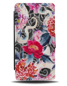 Flowers and Fish Flip Wallet Case Koi Floral Flower Fishes Water Red Roses G192 