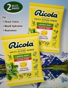 Ricola Lemon-Mint Herb Throat Cough Drops SUGAR-FREE, Big 130 ct Exp 11/26 - Picture 1 of 11