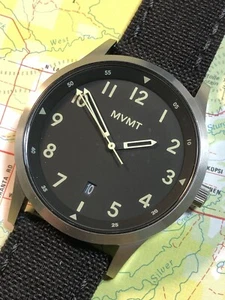 Men’s MVMT FIELD Watch Black Dial Stainless Luminous Hands WR100M W/Date 41mm - Picture 1 of 24