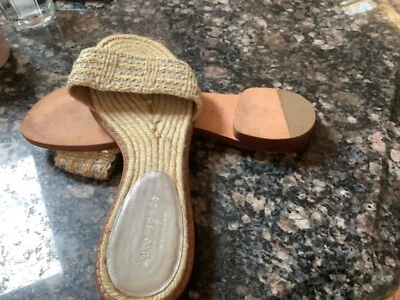 kate spade sandals  size 6 1/2M straw and silver sequints - Image 1 of 3