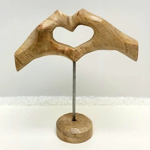 Gilde Holz Hand Herz Mangoholz 22 cm Deko Figur Liebe Geschenk - Bild 1 von 1