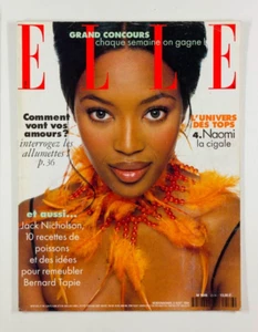Naomi Campbell JACK NICHOLSON Bernard Tapie 90s FASHION vtg FRENCH ELLE magazine - Picture 1 of 1