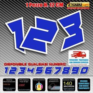 Aufkleber Rennnummern M10 Zahlen Moto Gp CIV SBK Go Kart Quad Roller Auto H12cm - Bild 1 von 3