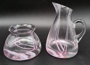 Candelabro flamenco rosa cristal plomo Caithness cuenco y crema/mini jarra - Imagen 1 de 8