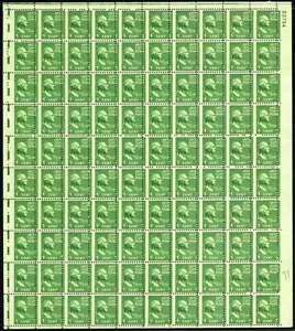 804, MNH 1¢ Washington Misperfed ERROR Sheet of 100 Stamps - Stuart Katz - Picture 1 of 1