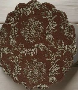 Colonial Williamsburg Quilted Placemats Set Of 6 Rounds Reversible Green & Brown - Picture 1 of 12