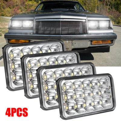 Faros LED de haz alto bajo Fit 1982 1983 1984 1985 1986 1987 Buick Regal 4 piezas 4x6" Foto 1 de 4