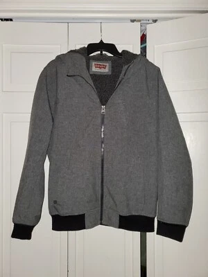 Levi's - Hooded Bomber Jacket - sz S - Heather Grey - Sherpa Lined - 3 Pockets  - Image 1 of 4