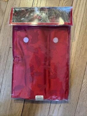 Lenox Holiday Holly Damask Tablecloth Red 60x84 Oblong Christmas - Image 1 of 2